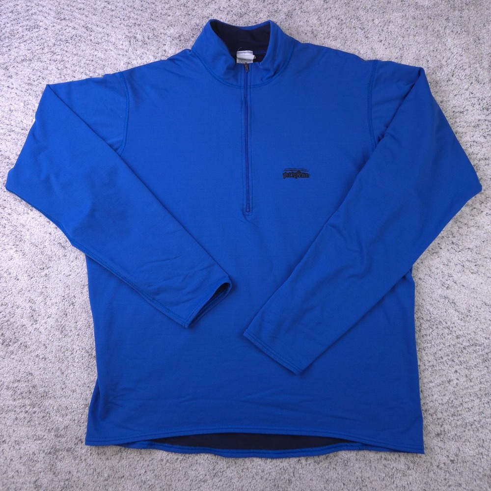 VTG Patagonia Mid Layer Men XL Pullover Sweater Half Zip Made In USA Pocket Blue